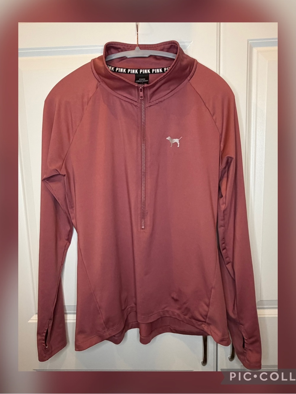 PINK Victoria’s Secret Ultimate Quarter Zip Pullover Athleisure Pink Logo Top